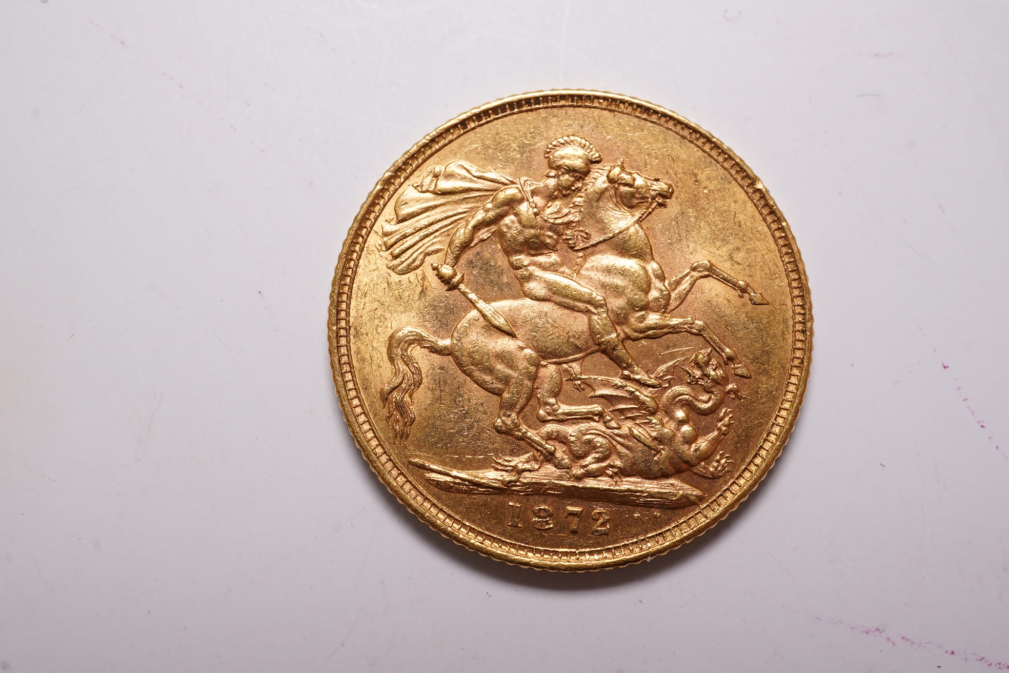 British gold coins, Victoria, gold sovereign 1872, VF or better